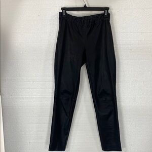 $995 JOSEPH black leather pull on style legging pants